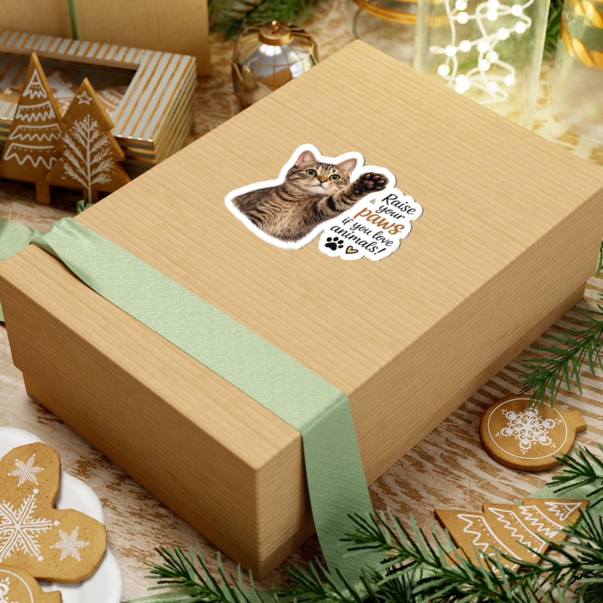 Raise Your Paws Cat Kiss-Cut Sticker