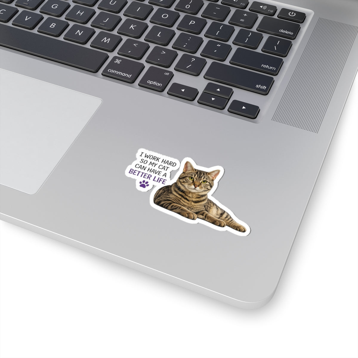 I Work Hard for My Cat Kiss-Cut Sticker