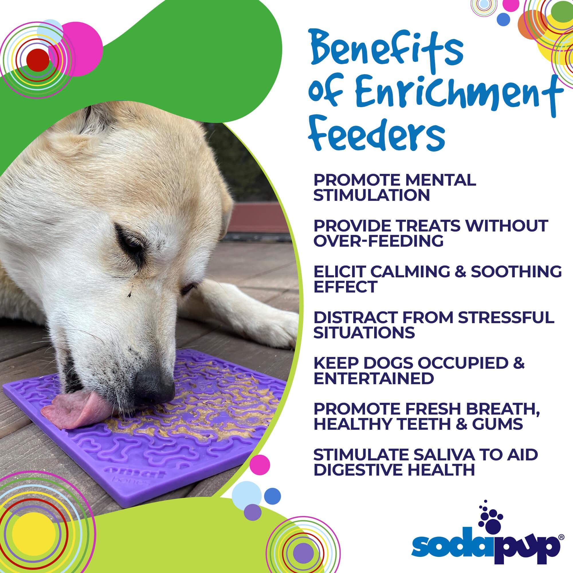 Bones eMat - Enrichment Lick Mat for Dogs and Cats | eMat Enrichment Toy for Anxiety Relief by SodaPup