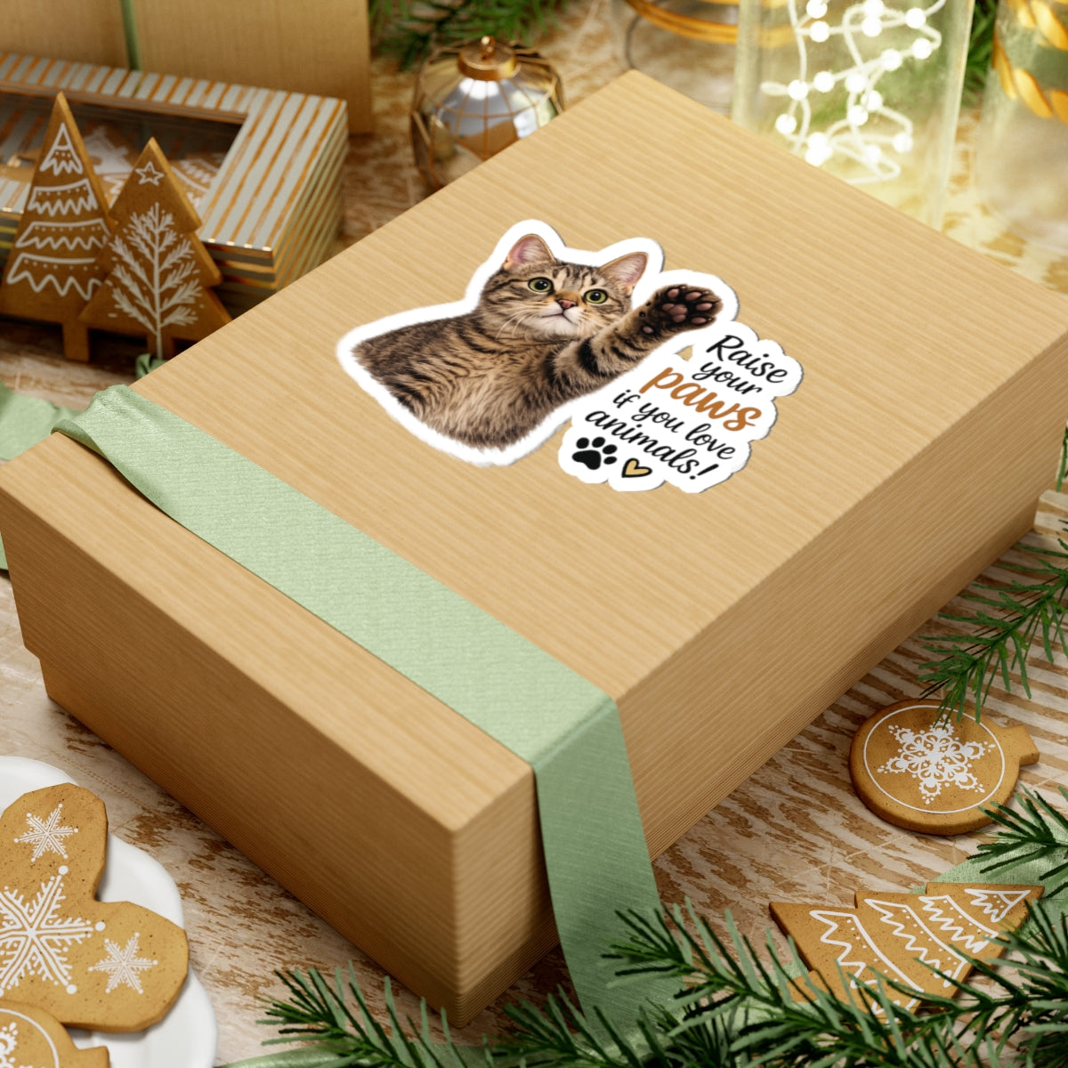 Raise Your Paws Cat Kiss-Cut Sticker