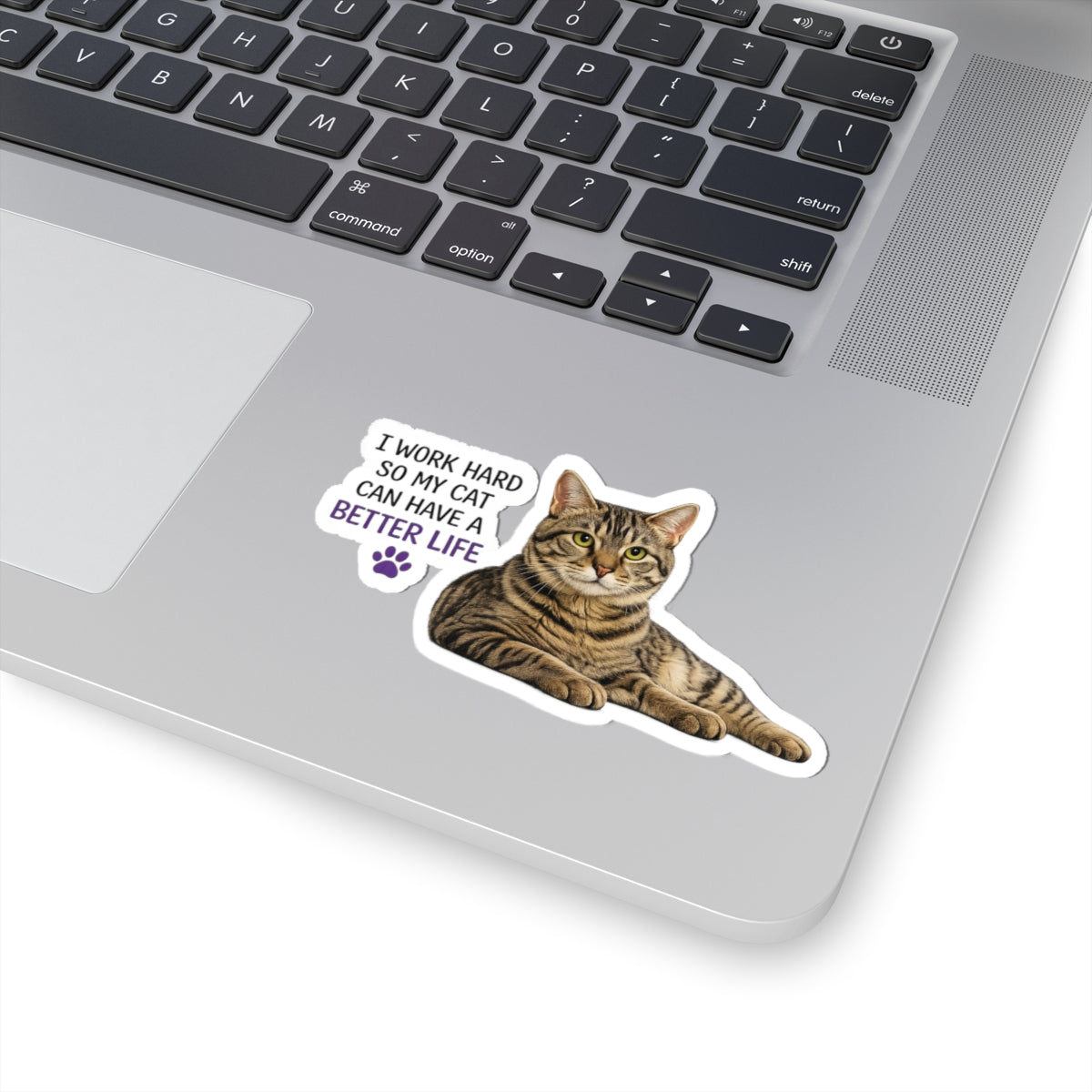 I Work Hard for My Cat Kiss-Cut Sticker