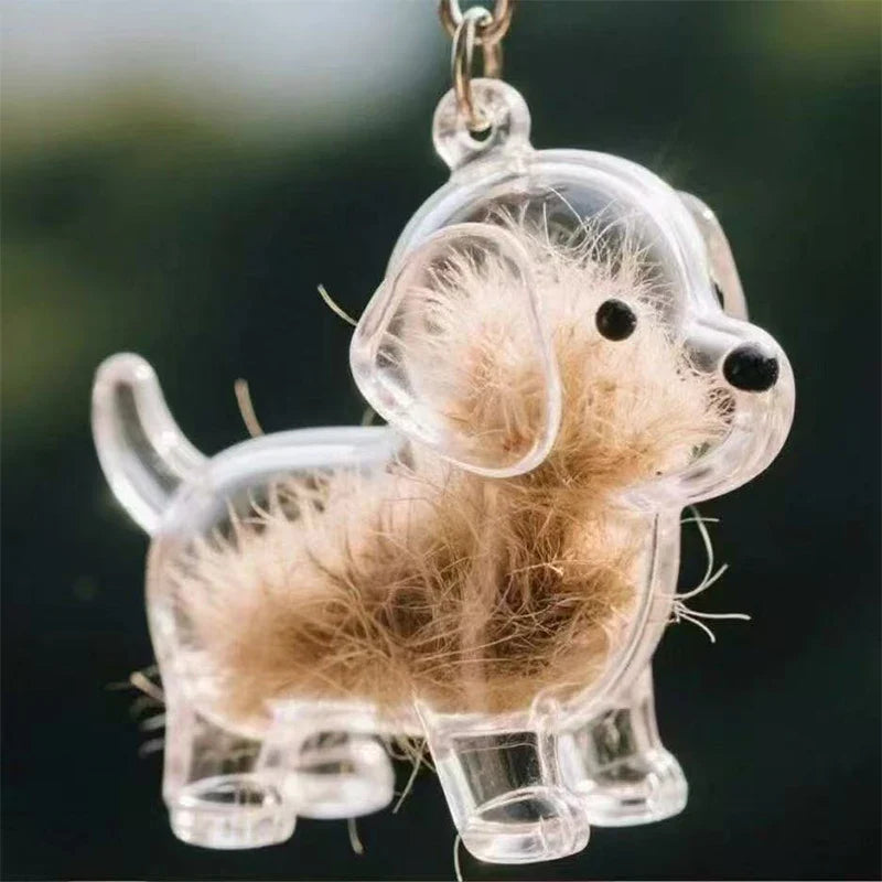 Clear Pet Fur DIY Keepsake Capsule Pendant Keychain