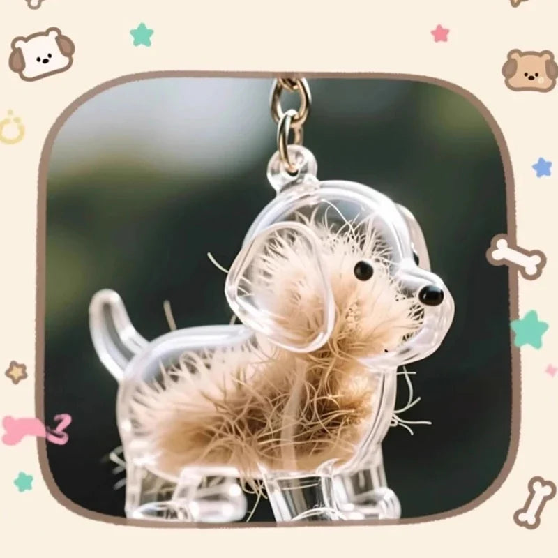 Clear Pet Fur DIY Keepsake Capsule Pendant Keychain