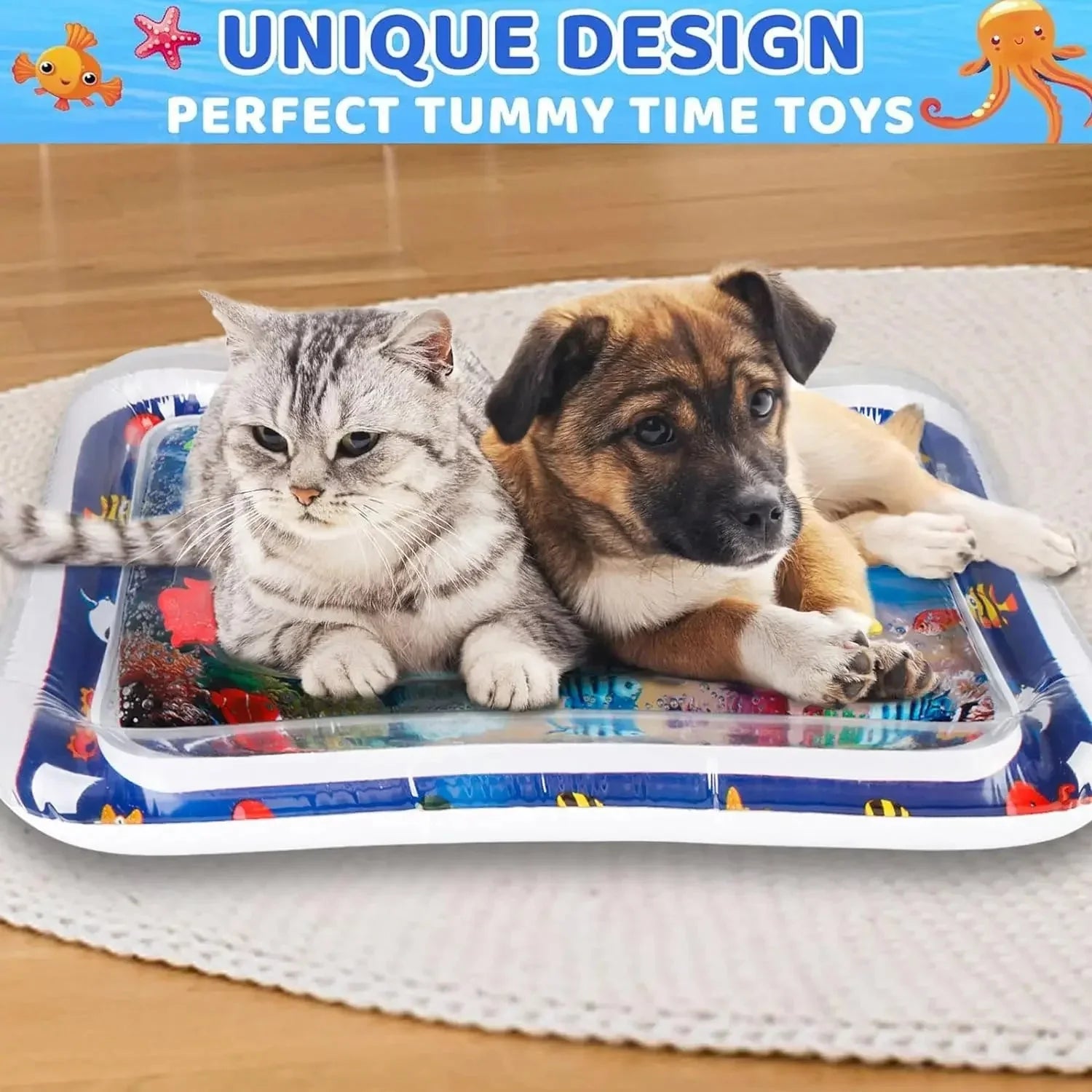 Inflatable Ocean Themed Water Sensory Pet Play Activity Mat