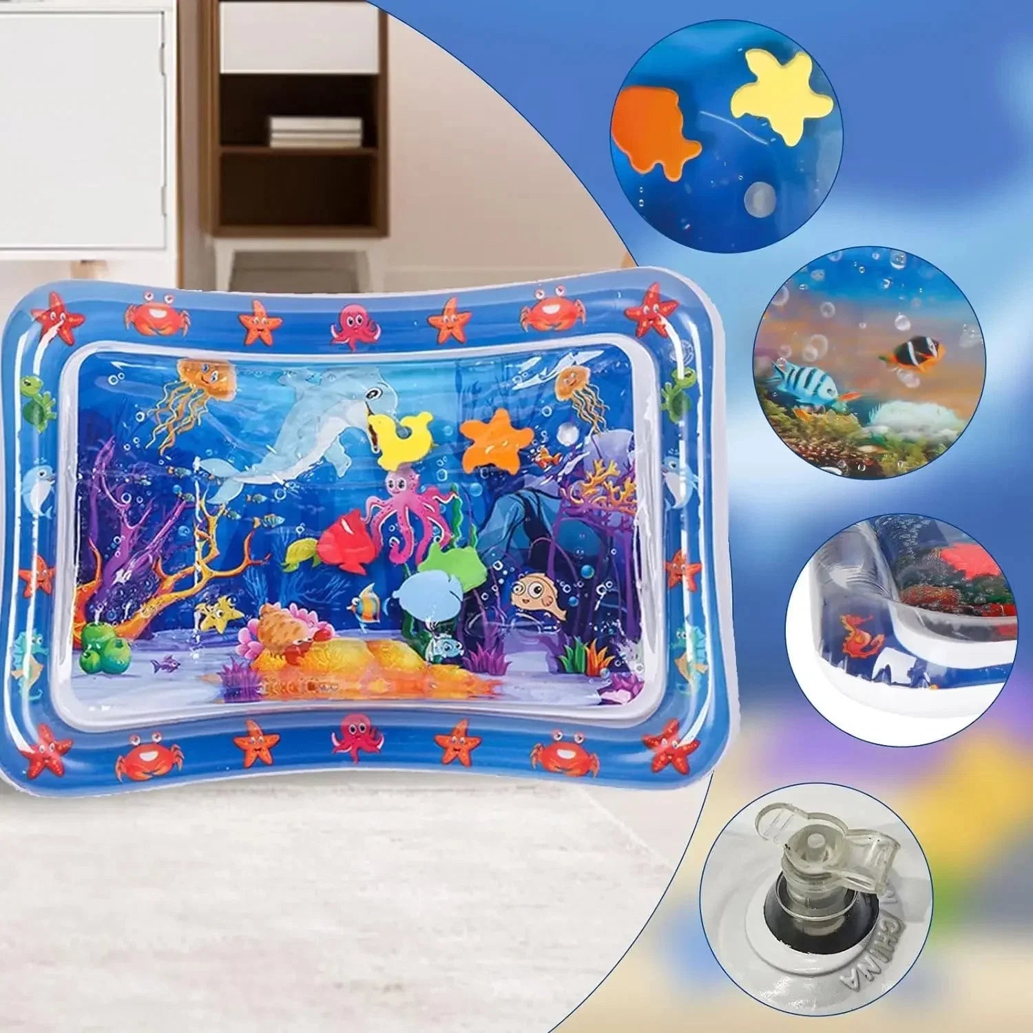 Inflatable Ocean Themed Water Sensory Pet Play Activity Mat