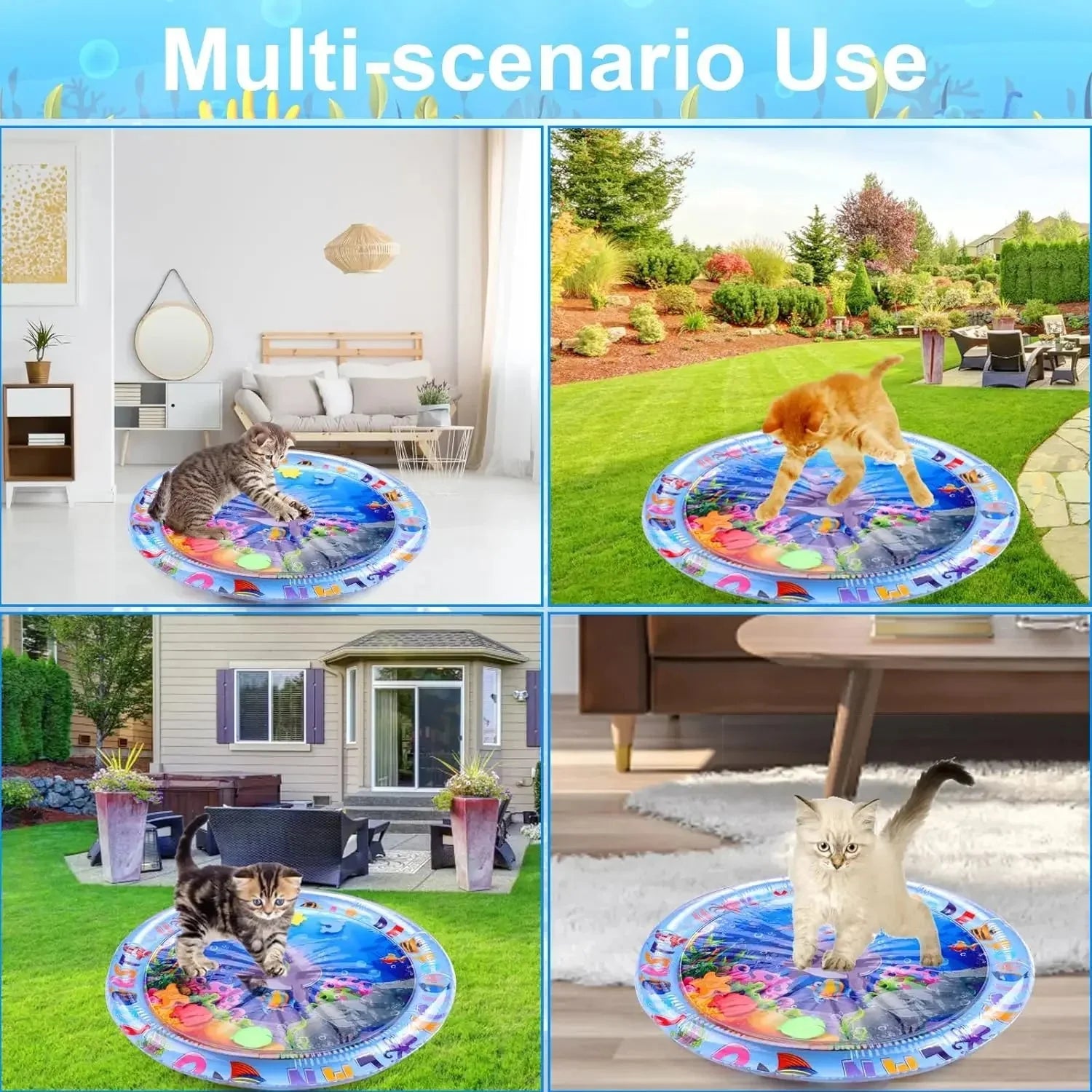 Inflatable Ocean Themed Water Sensory Pet Play Activity Mat