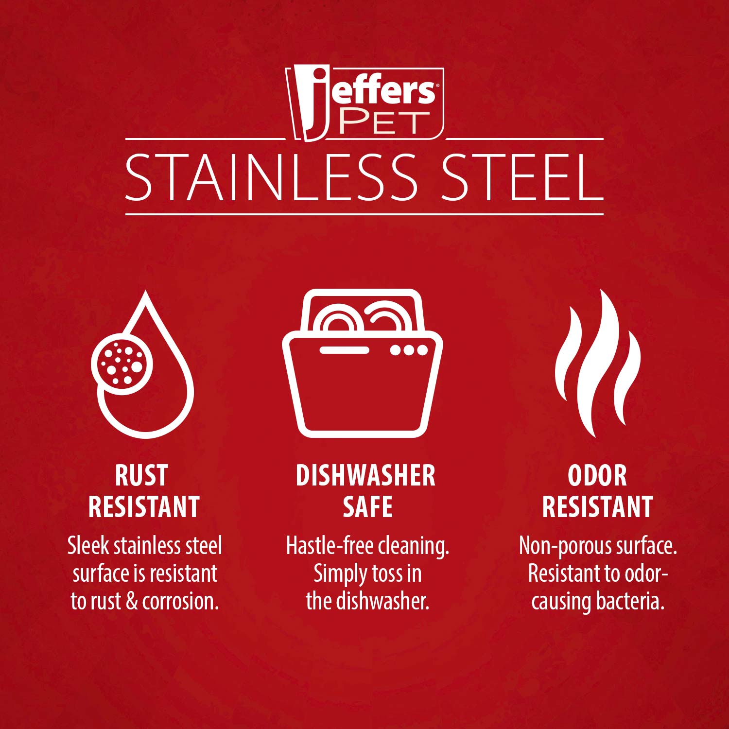 Jeffers Pet Embossed No-Tip Anti-Skid Stainless Steel Pet Bowls for Dogs, Cats, Puppies, Kittens