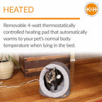 K&H Pet Products Thermo-Pet Cave Heated Cat Bed – Plush Cat Cave & Tunnel for Cats