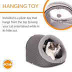 K&H Pet Products Thermo-Pet Cave Heated Cat Bed – Plush Cat Cave & Tunnel for Cats