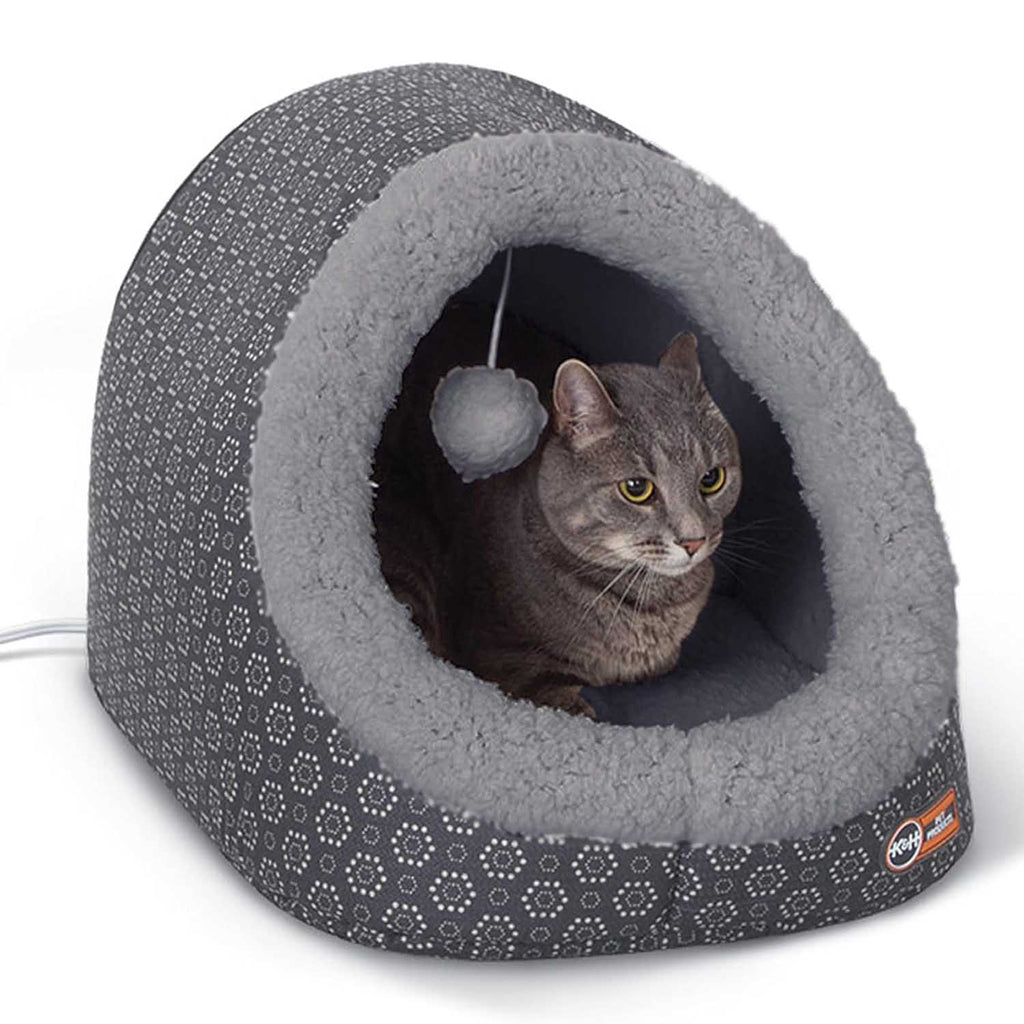 K&H Pet Products Thermo-Pet Cave Heated Cat Bed – Plush Cat Cave & Tunnel for Cats