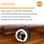 K&H Pet Products Thermo-Pet Cave Heated Cat Bed – Plush Cat Cave & Tunnel for Cats